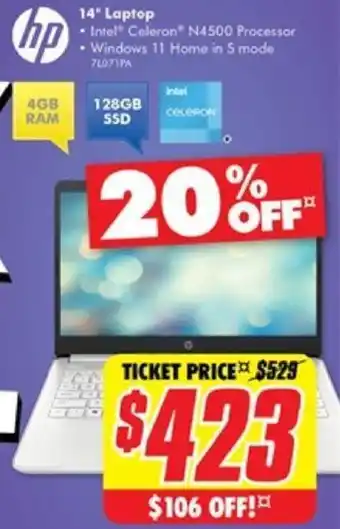 The Good Guys hp 14" Laptop offer