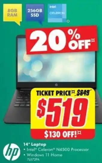 The Good Guys hp 14" Laptop offer