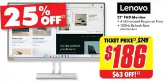 The Good Guys Lenovo 27" FHD Monitor offer