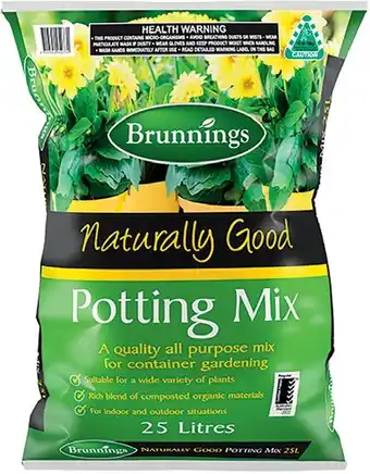IGA Brunnings Naturally Good Potting Mix or Pine Bark Mulch 25 Litre offer