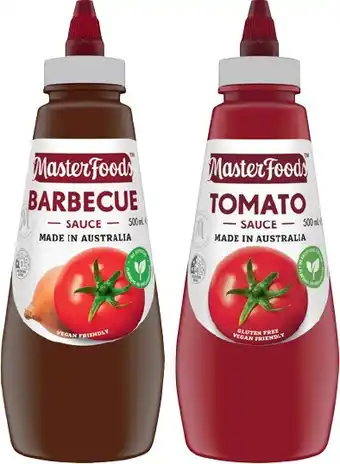 IGA MasterFoods Tomato or Barbecue Squeezy Sauce 475-500mL Selected Varieties offer