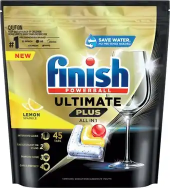 IGA Finish Ultimate Plus All in One Lemon Dishwashing Tabs 45 Pack offer