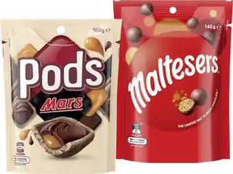 IGA Maltesers, Pods, M&M's or Skittles Pack 120‑200g Selected Varieties offer