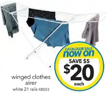 Cheap as Chips winged clothes airer white 21 rails offer