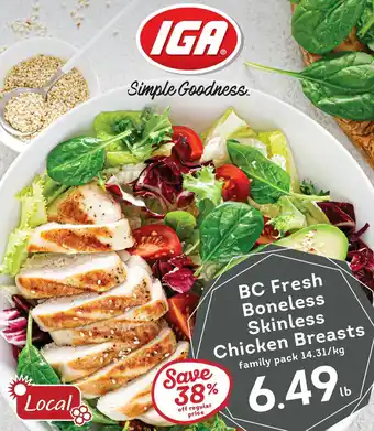 IGA BC Fresh Boneless Skinless Chicken Breasts family pack offer