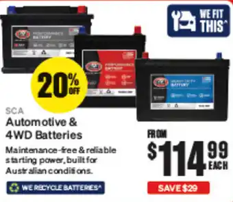 SCA Automotive & 4WD Batteries
