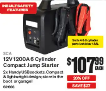 SuperCheap Auto SCA 12V 1200A 6 Cylinder Compact Jump Starter offer