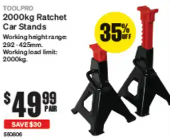SuperCheap Auto TOOLPRO 2000kg Ratchet Car Stands offer