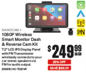 SuperCheap Auto NANOCAM 1080P Wireless Smart Monitor Dash & Reverse Cam Kit offer