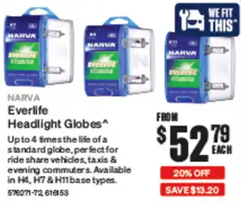 SuperCheap Auto NARVA Everlife Headlight Globes offer