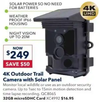 4K Outdoor Trail Camera with Solar Panel