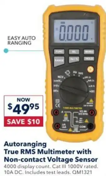 Jaycar Electronics Autoranging True RMS Multimeter with Non-contact Voltage Sensor offer