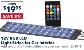 Jaycar Electronics 12V RGB LED Light Strips for Car Interior offer