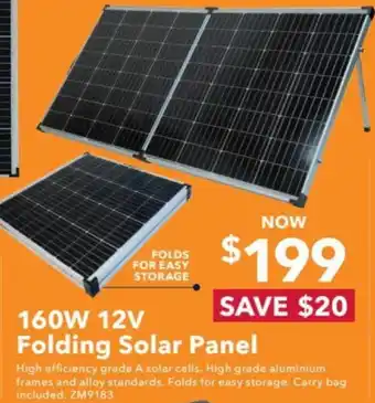 Jaycar Electronics 160W 12V Folding Solar Panel offer