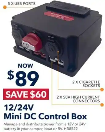 Jaycar Electronics 12/24V Mini DC Control Box offer