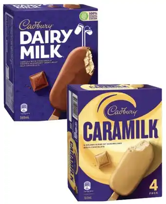 Coles Cadbury Sticks 4 Pack 300mL-360mL offer