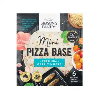 Simson's Pantry Mini Pizza Bases 240g Pk 6
