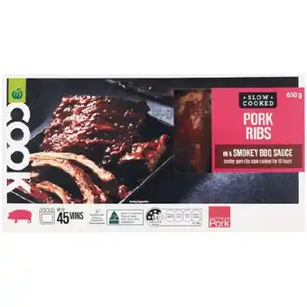Woolworths Woolworths COOK Pork Ribs with BBQ Glaze 650g offer
