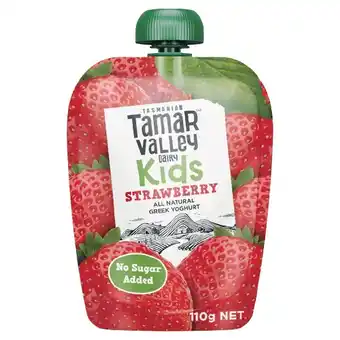 Woolworths Tamar Valley Kids Yoghurt Pouch 110g offer