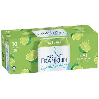 Woolworths Mount Franklin Lightly Sparkling Varieties 10 x 375ml offer