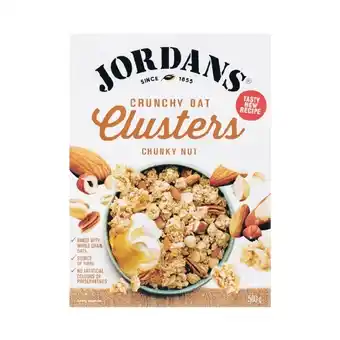 Woolworths Jordans Muesli, Clusters or Granola 500-750g, or Dorset Granola 450g offer