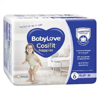 Woolworths Babylove Cosifit Nappies Pk 26-48 offer