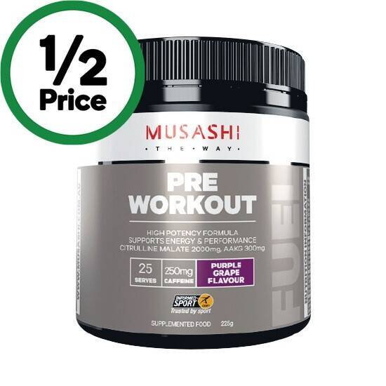 Musashi Pre Workout 225g offer at Woolworths