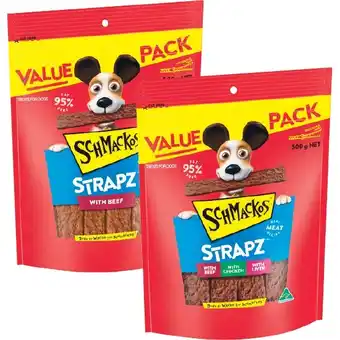 Woolworths Schmackos Strapz Dog Treats 500g offer