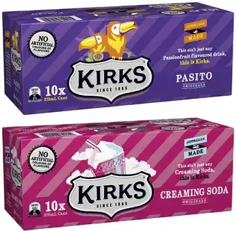 Coles Kirks Soft Drink 10x375mL offer