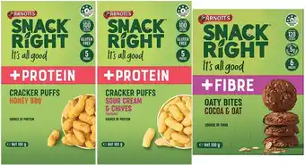 Coles Arnott's Snack Right Multipack Crispy Crackers or Puffs 100g-150g or Oaty Bites 150g offer