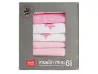 Baby Bunting Weegoamigo Bamboo Mini Muslin Stars Pink 6 Pack offer