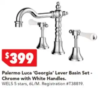 Harvey Norman Palermo Luca 'Georgia' Lever Basin Set - Chrome with White Handles offer