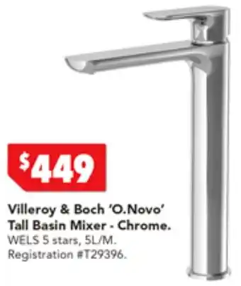 Harvey Norman Villeroy & Boch 'O.Novo' Tall Basin Mixer - Chrome offer