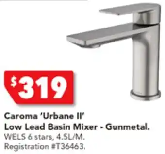 Harvey Norman Caroma 'Urbane Il' Low Lead Basin Mixer - Gunmetal offer
