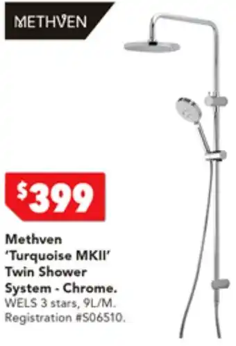 Harvey Norman Methven 'Turquoise MKII' Twin Shower System - Chrome offer