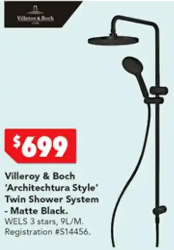 Harvey Norman Villeroy & Boch 'Architechtura Style' Twin Shower System - Matte Black offer