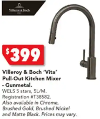 Villeroy & Boch 'Vita' Pull-Out Kitchen Mixer - Gunmetal