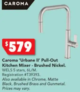 Harvey Norman Caroma 'Urbane II' Pull-Out Kitchen Mixer - Brushed Nickel offer