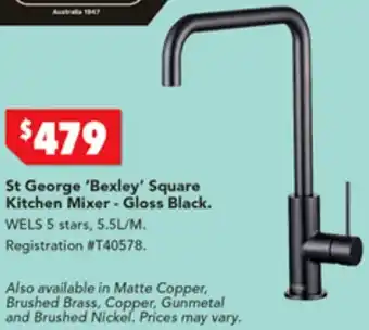 Harvey Norman St George 'Bexley' Square Kitchen Mixer - Gloss Black offer