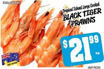 Tropical Island Large Cooked BLACK TIGER PRAWNS