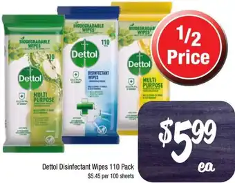 Farmer Jack's Dettol Disinfectant Wipes 110 Pack offer