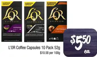 Farmer Jack's L'OR Coffee Capsules 10 Pack 52g offer