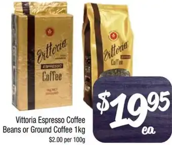 Farmer Jack's Vittoria Espresso Coffee Beans or Ground Coffee 1kg offer