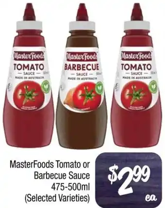 Farmer Jack's MasterFoods Tomato or Barbecue Sauce 475-500ml offer