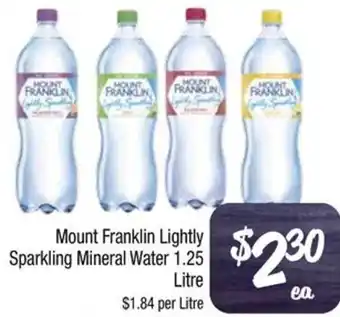 Farmer Jack's Mount Franklin Lightly Sparkling Mineral Water 1.25 Litre offer