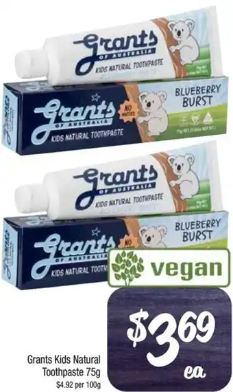 Farmer Jack's Grants Kids Natural Toothpaste 75g offer