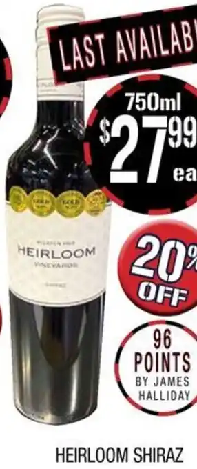 Farmer Jack's HEIRLOOM SHIRAZ offer