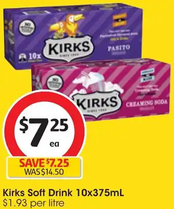 Coles Kirks Soft Drink 10x375mL offer