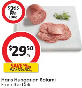 Coles Hans Hungarian Salami offer