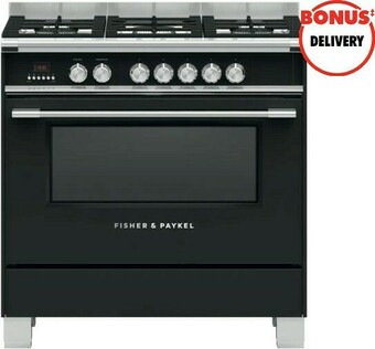 The Good Guys Fisher & Paykel 90cm Dual Fuel Freestanding Cooker - Black offer